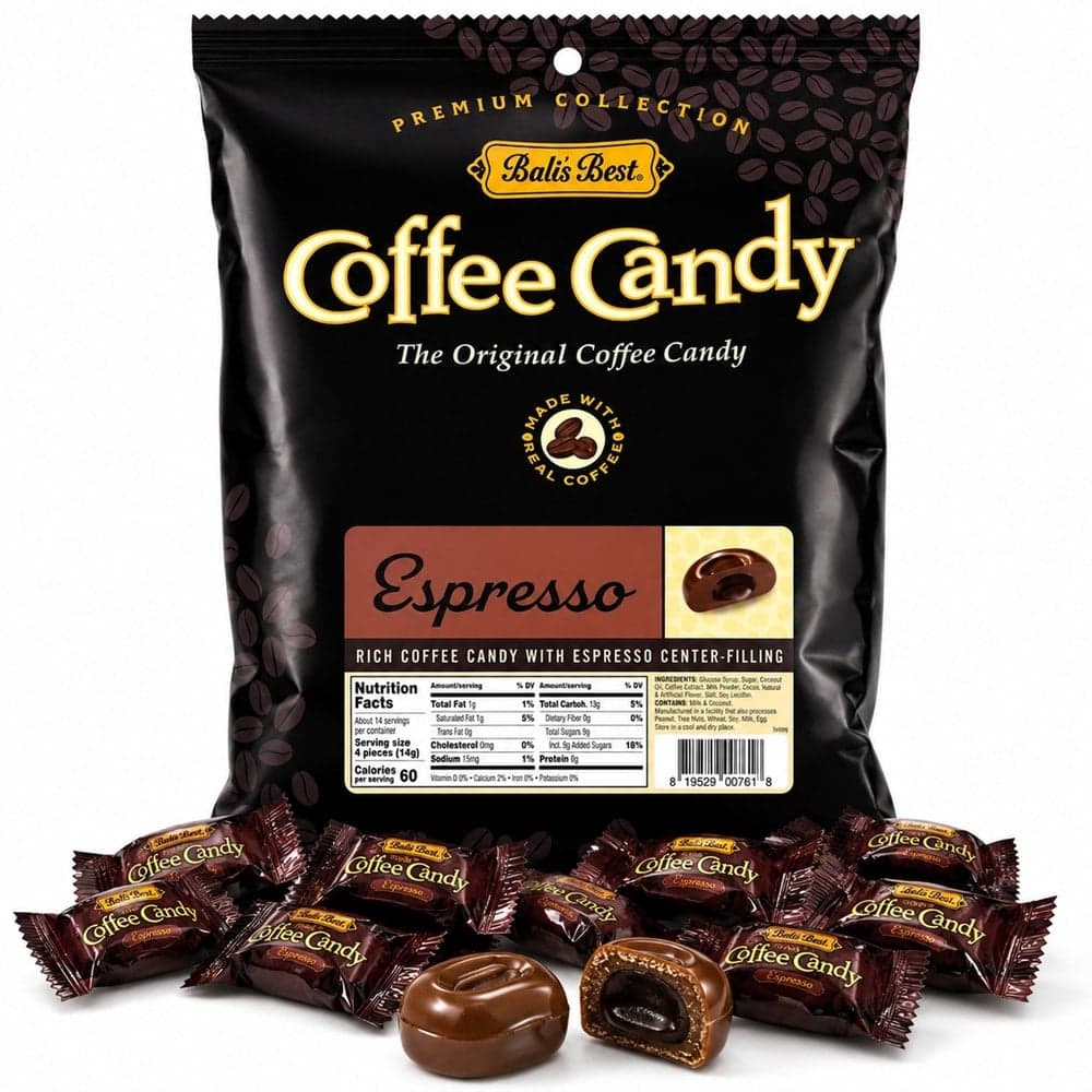 Bali's Best Espresso Coffee Candy 2.2 lb Bulk Bag 280 Wrapped Coffee Candies