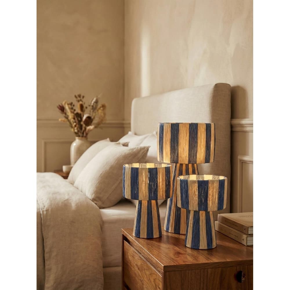 Natural Raffia Table Lamp - Boho Bedside Light - Handmade Scandi Decor - Organic Woven Nightstand Lamp