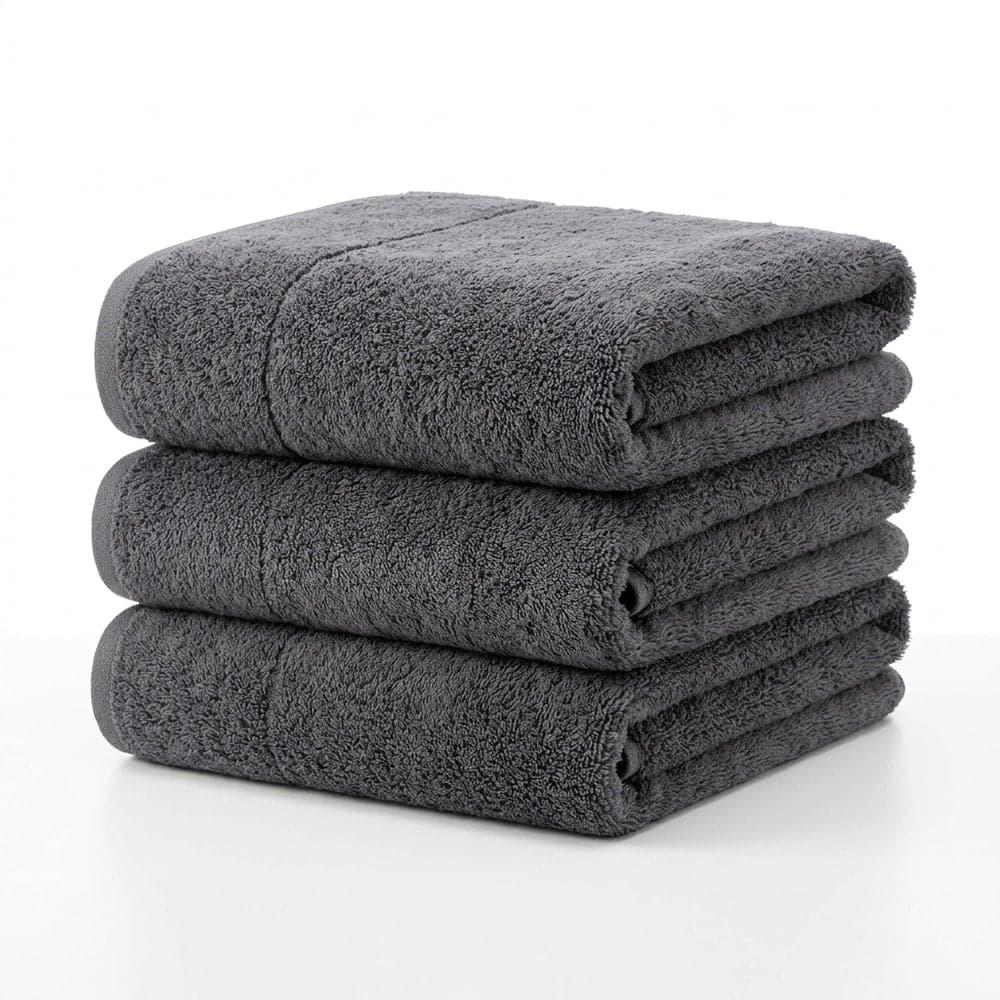 Bath Towels Pack of 3, Grey Cotton Blend Towel (86 Cotton 14 Polyester), Soft Absorbent Quick Dry Large Towels for Motel, Spa, Gym, Bathroom, Bulk, 24 X 48 Inches
