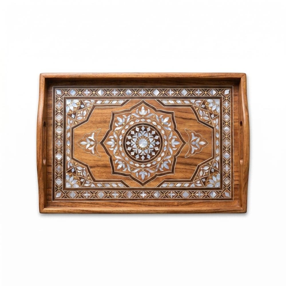 Handcrafted Decorative Tray, Premium Artisan Display Tray for Coffe Tables, Kitchen, Bathroom, Home Decor