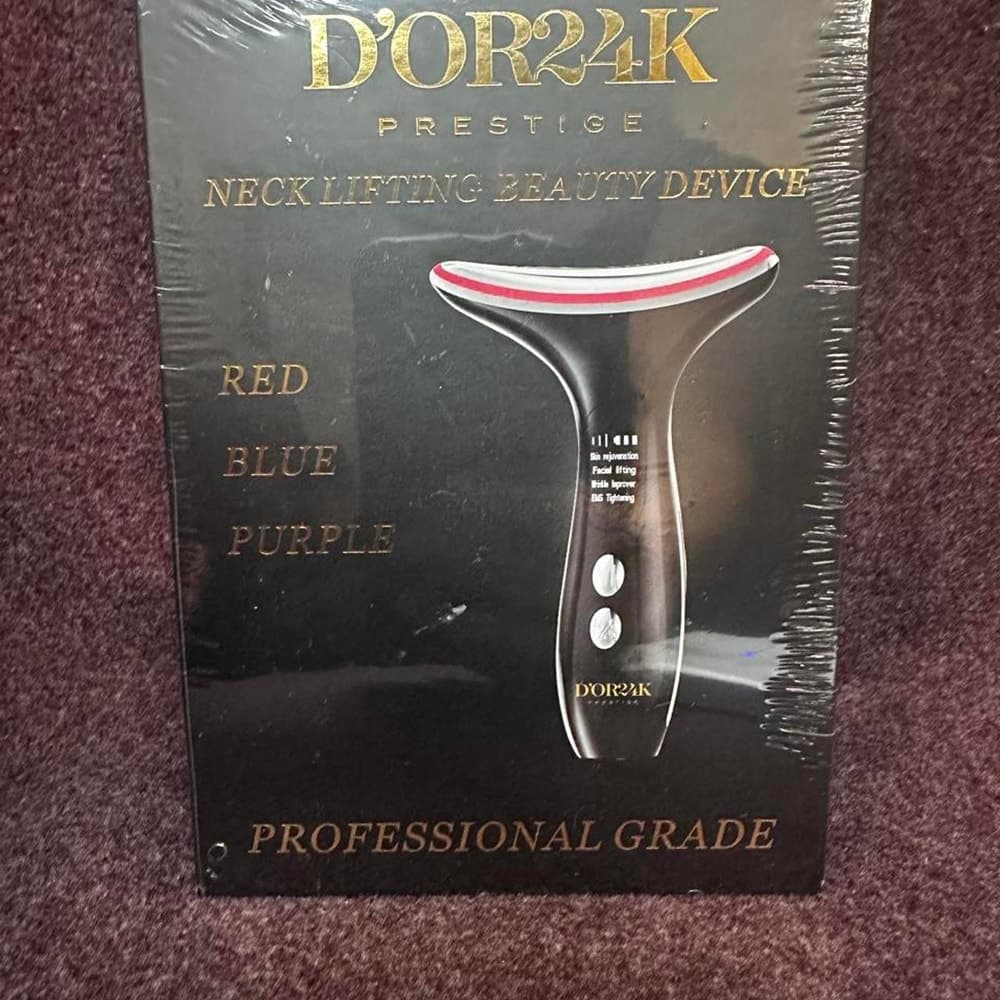 D'OR24K neck lifting beauty device in red, blue, and