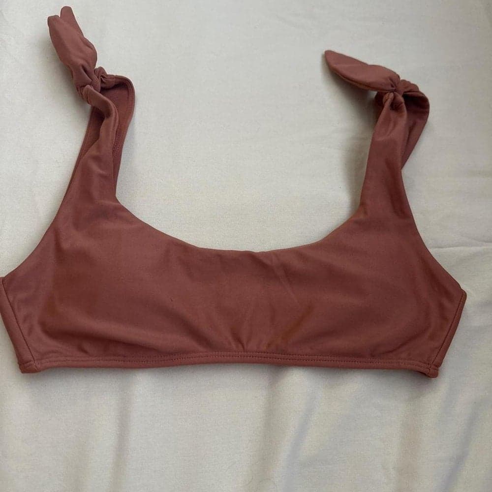 Brown tie front bikini top #swimwear #beachwear