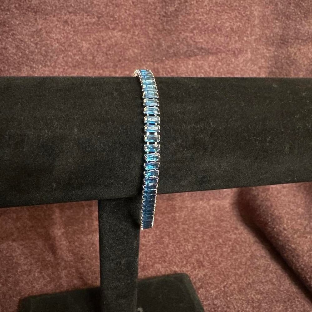 Blue and silver CZ bracelet with repeating