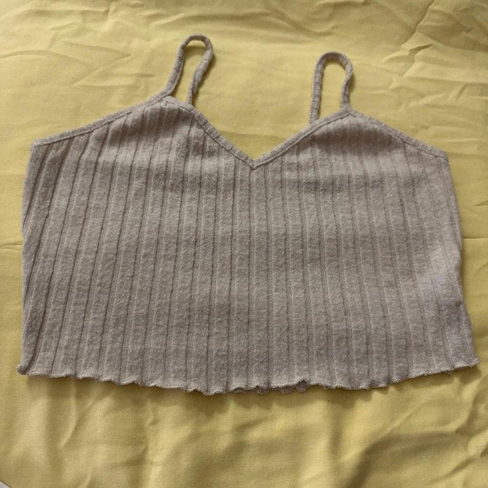 Gray ribbed knit crop top #ribbed #knit