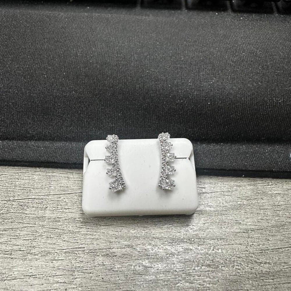 2 carat Silver earrings with moissanite stones in a