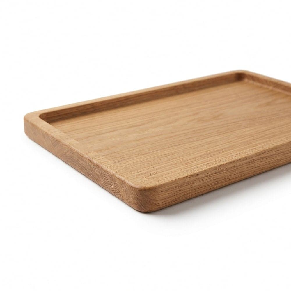 Premium Wooden Serving Tray, Solid Oak Coffee Table Tray with Raised Edges – Decorative Food Serving Platter for Breakfast, Drinks, Kitchen, Bathroom & Home Décor Organizer Tray