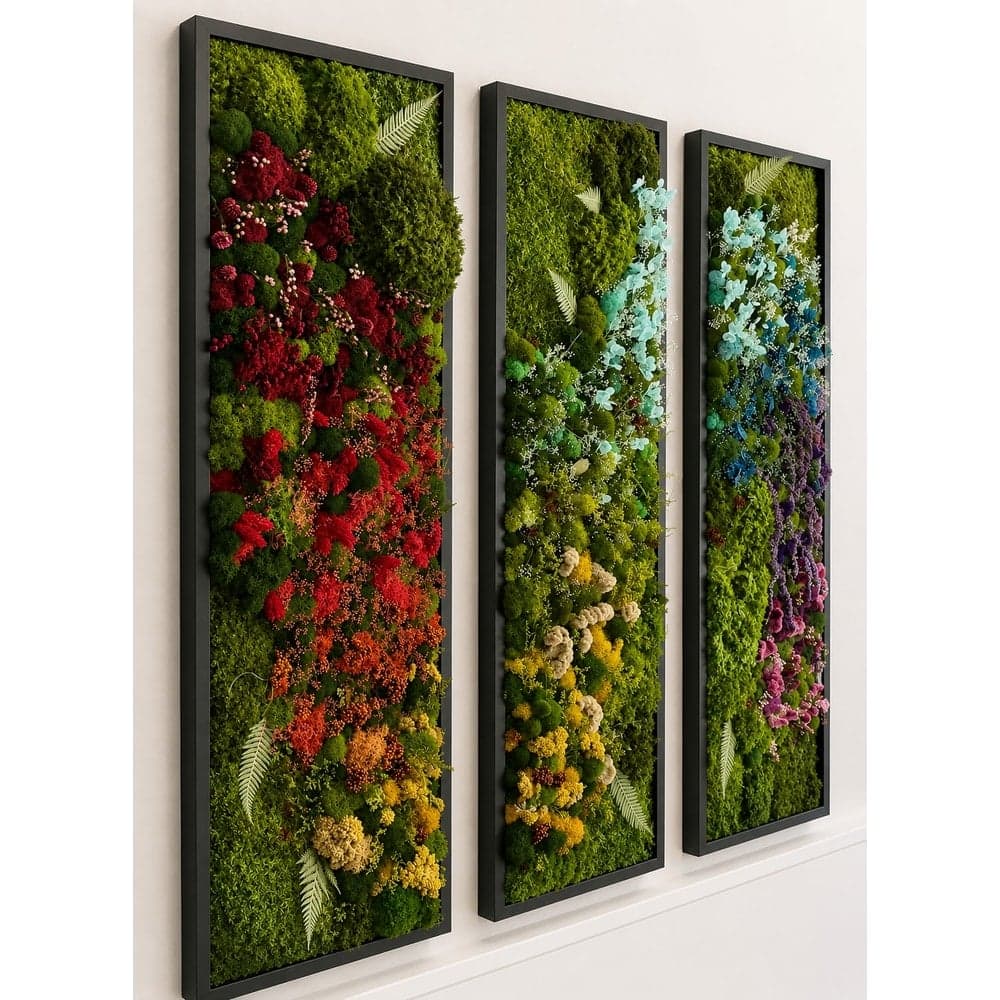 Rainbow Preserved Moss Wall Art Handmade Botanical Wall Decor Framed Moss Artwork Biophilic Home & Office Decor