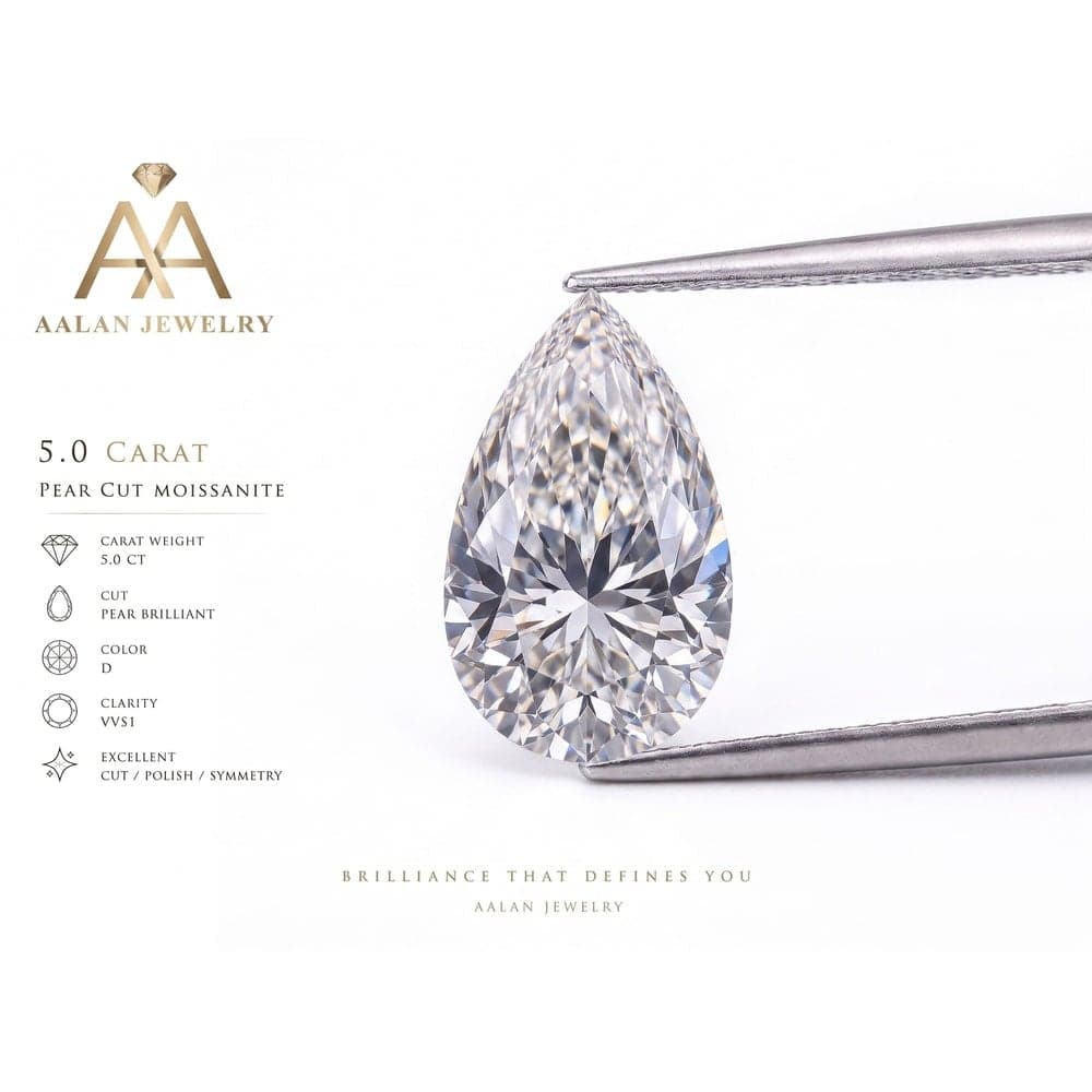 Pear Cut Moissanite loose stone vvs1 clarity
