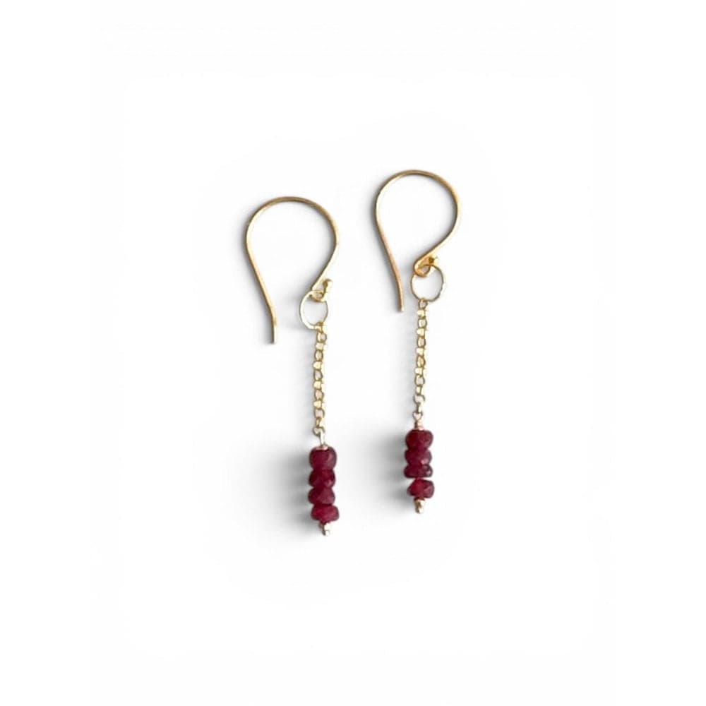 Red Ruby on Chain Earrings