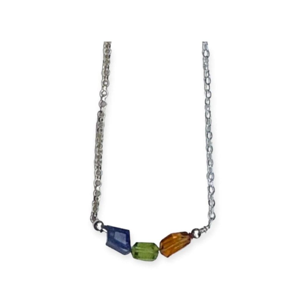 Gemstones on Sterling Silver Chain Necklace