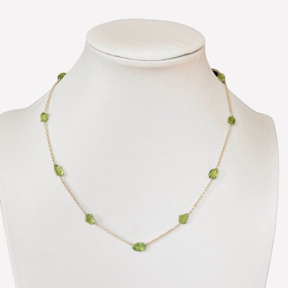 Peridot Station Necklace On Gold Vermeil Chain