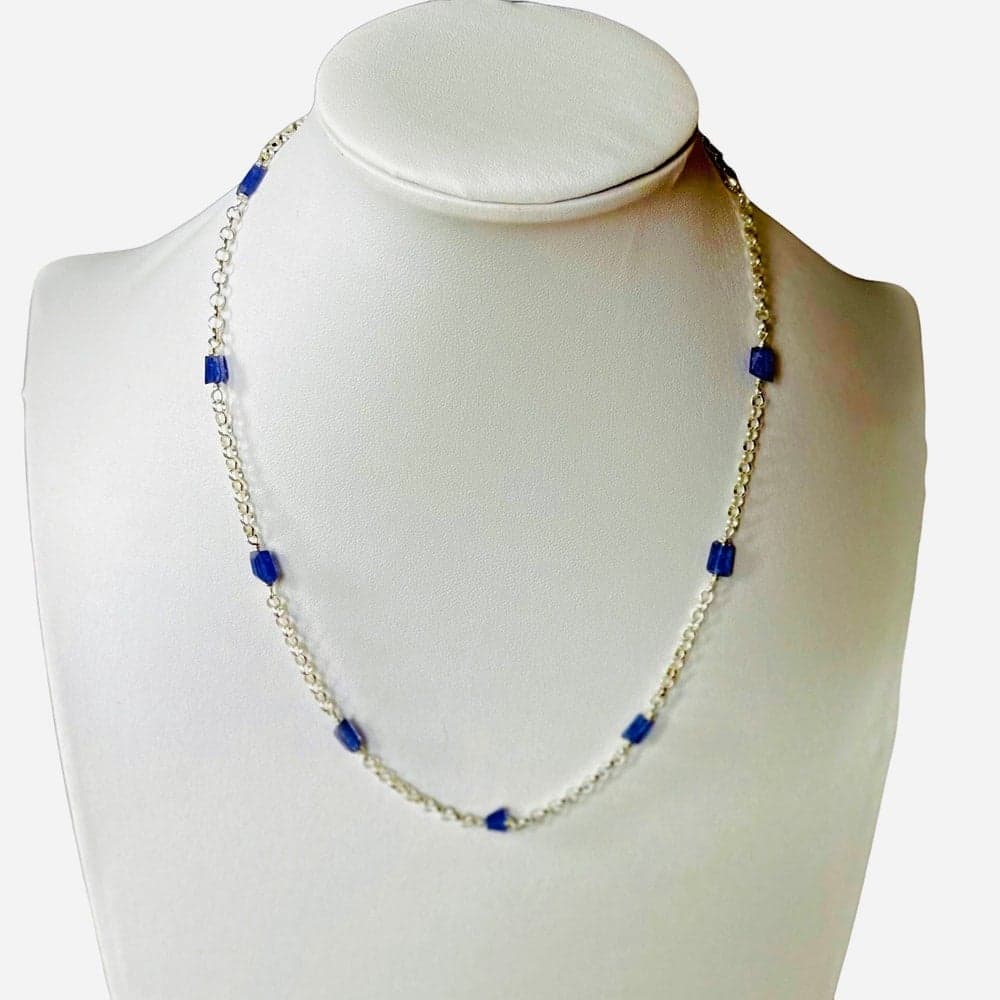 Tanzanite Station Necklace On Sterling Silver Chain