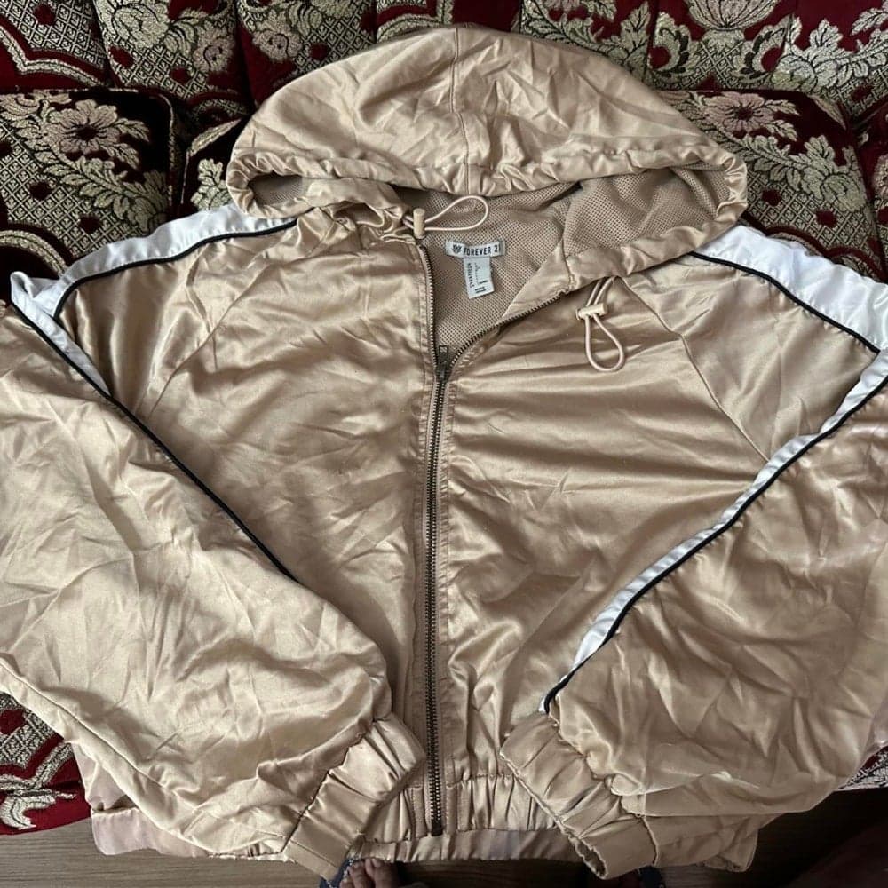 Forever 21 tan & cream jacket with white stripes on